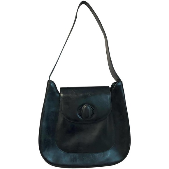 Cartier Handbags - CARTIER BLACK LEATHER SHOULDER BAG